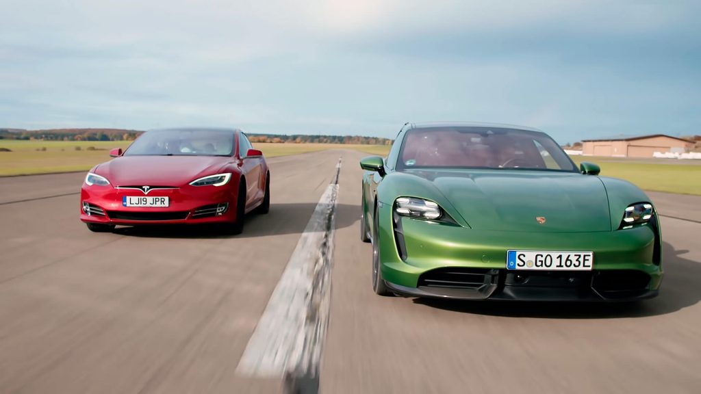 Top Gear сделал тестдрайв Porsche Taycan Turbo S vs Tesla